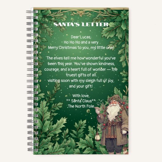 Personalized Santa Letter North Pole Greenery Xmas Notitieboek (Voorkant)
