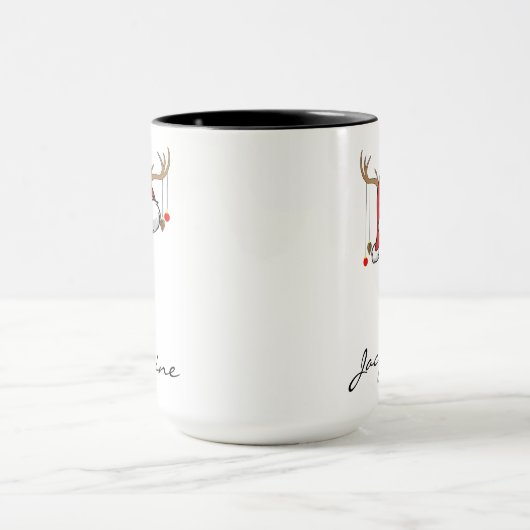 Personalized Santa Monogram Mug for Mom & Dad Mok (Midden)