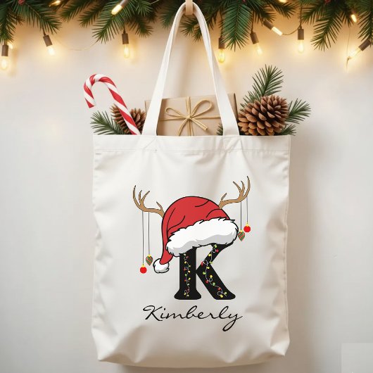 Personalized Santa Monogram Tote Bag for Friends