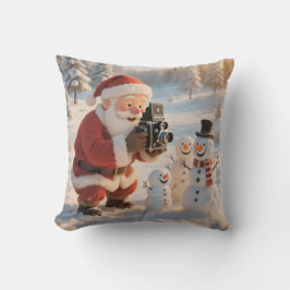 Personalized Santa Photographer & Snowman Selfie Kussen