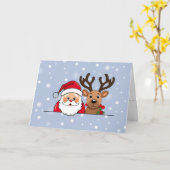 Personalized Santa & Reindeer Christmas Kaart (Gele Bloem)