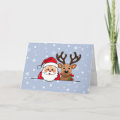 Personalized Santa & Reindeer Christmas Kaart (Voorkant)