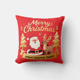 Personalized Santa Reindeer Christmas Pillow Kussen