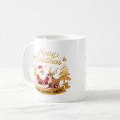 Personalized Santa & Reindeer Holiday Mug Koffiemok (Voorkant links)