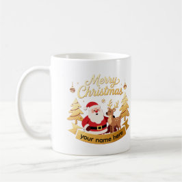 Personalized Santa & Reindeer Holiday Mug Koffiemok