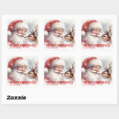 Personalized Santa Rudolph Christmas Kids Gift  Vierkante Sticker (Vel)