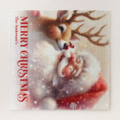 Personalized Santa Rudolph Christmas Kids Holiday  Legpuzzel (Horizontaal)