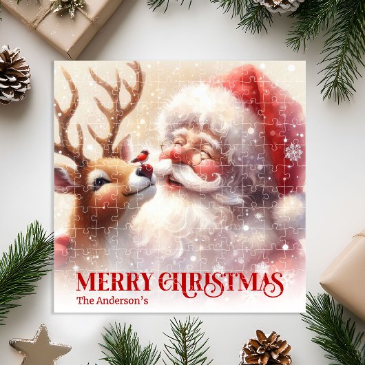 Personalized Santa Rudolph Christmas Kids Holiday  Legpuzzel