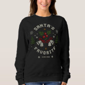 Personalized “Santa’s Favorite” Faux Knit Trui (Voorkant)