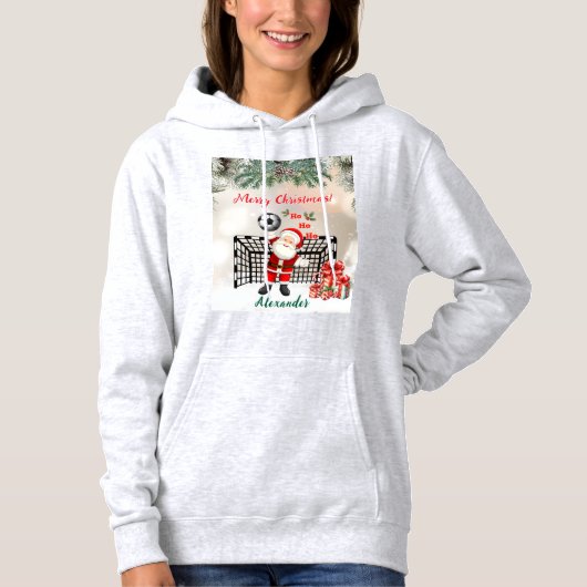 Personalized Santa Soccer Christmas Santa Soccer Hoodie (Voorkant)