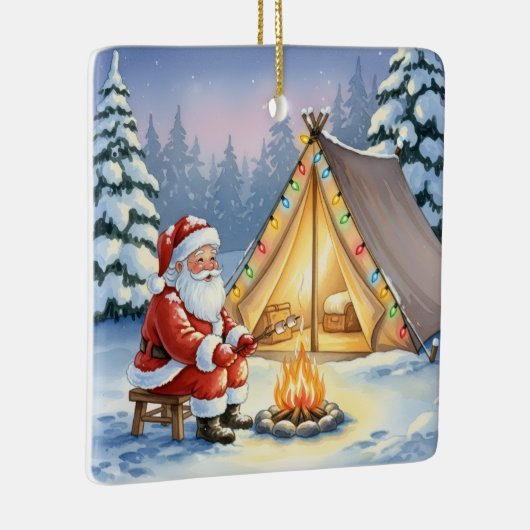 Personalized Santa Winter Camping Christmas Keramisch Ornament (Rechts)