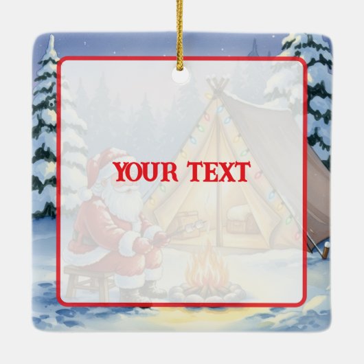 Personalized Santa Winter Camping Christmas Keramisch Ornament (Achterkant)