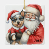 Personalized Santa with Australian Cattle Dog Keramisch Ornament (Achterkant)