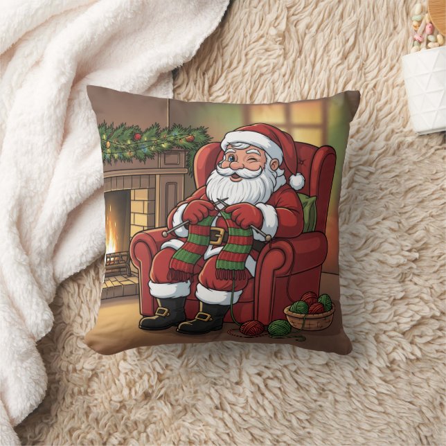 Personalized "Santa's Cozy Knitting Nook" Kussen (Deken)