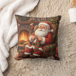 Personalized "Santa's Cozy Knitting Nook" Kussen