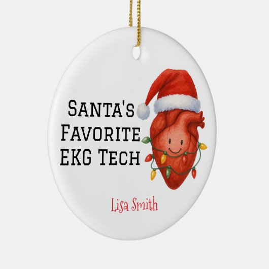 Personalized Santa's EKG Tech  Keramisch Ornament (Rechts)