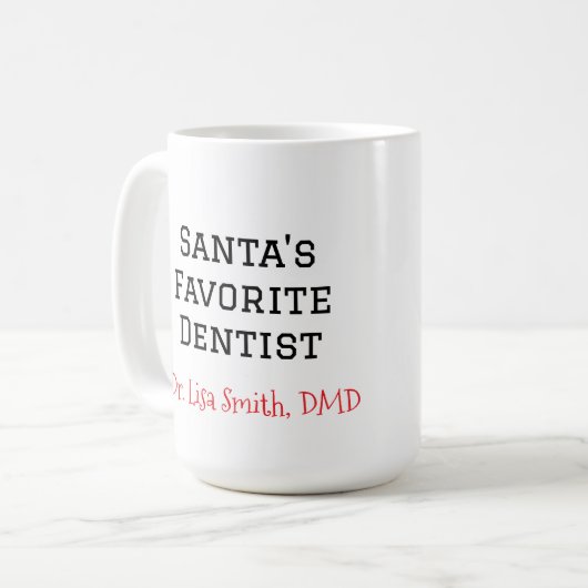 Personalized Santa's Favorite Dentist Mug Koffiemok (Voorkant links)