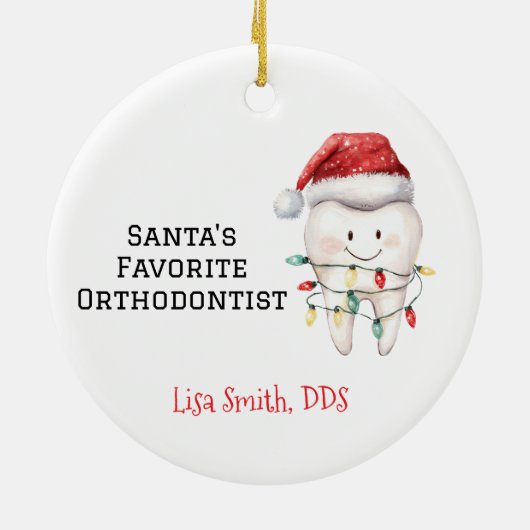 Personalized Santa's Favorite Orthodontist Keramisch Ornament (Achterkant)
