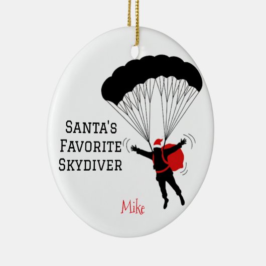 Personalized Santa's Favorite Skydiver Keramisch Ornament (Rechts)