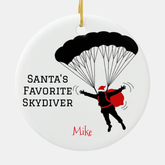 Personalized Santa's Favorite Skydiver Keramisch Ornament (Achterkant)