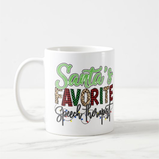 Personalized Santa's Favorite Speech Therapist Koffiemok (Links)