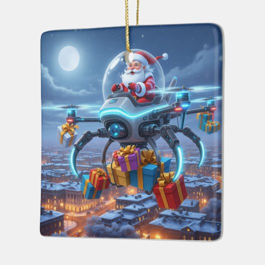 Personalized Santa's High-Tech Delivery Drone Keramisch Ornament (Links)