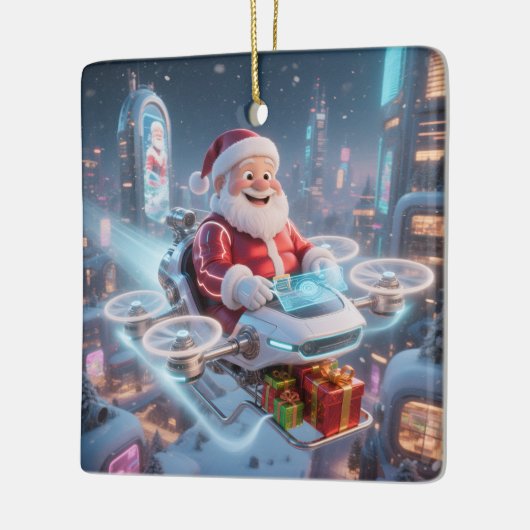 Personalized Santa's High-Tech Delivery Drone Keramisch Ornament (Links)