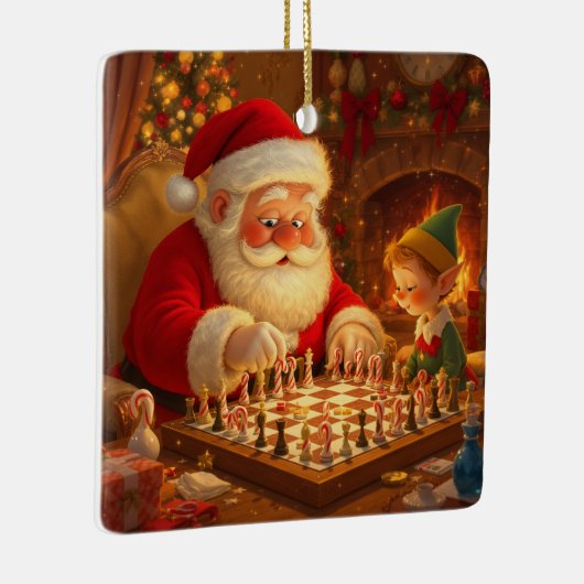 Personalized Santa's Strategy Session Keramisch Ornament (Rechts)