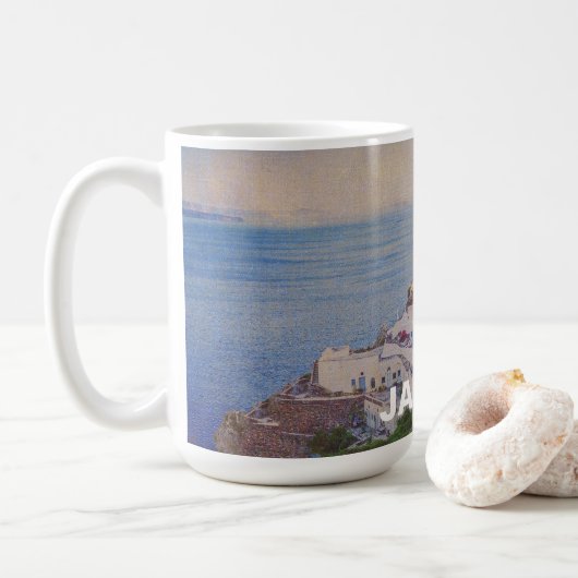 Personalized Santorini Greece Mok (Met donut)