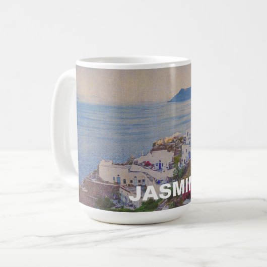 Personalized Santorini Greece Mok (Voorkant links)