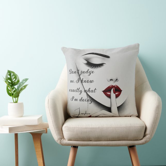 Personalized Sassy Quote Red Lips Beauty Glam Chic Kussen (Stoel)