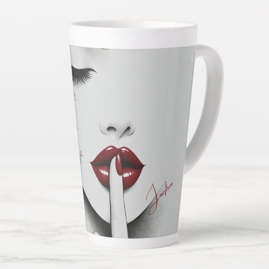 Personalized Sassy Quote Red Lips Beauty Glam Chic Latte Mok (Rechterhoek)
