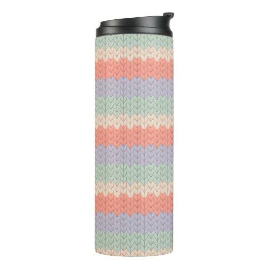 Personalized Scandinavian Pastel Knit Pattern Name Thermosbeker (Gedraaid links)