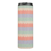 Personalized Scandinavian Pastel Knit Pattern Name Thermosbeker (Achterkant)