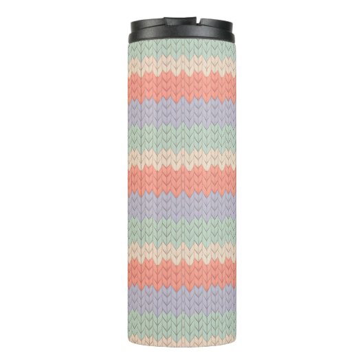 Personalized Scandinavian Pastel Knit Pattern Name Thermosbeker (Achterkant)