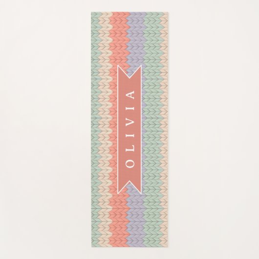 Personalized Scandinavian Pastel Knit Pattern Name Yogamat (Voorkant)