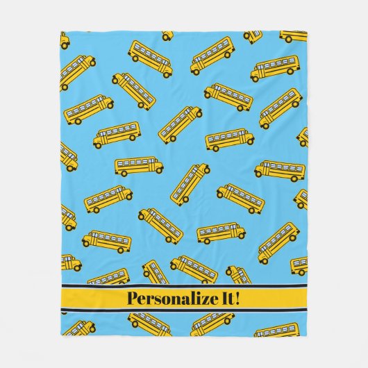 PERSONALIZED School Bus Pattern Fleece Deken (Voorkant)