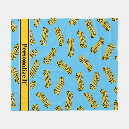 PERSONALIZED School Bus Pattern Fleece Deken (Voorkant (Horizontaal))