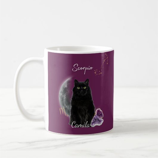 Personalized Scorpio Cat Mug with Name Koffiemok (Links)