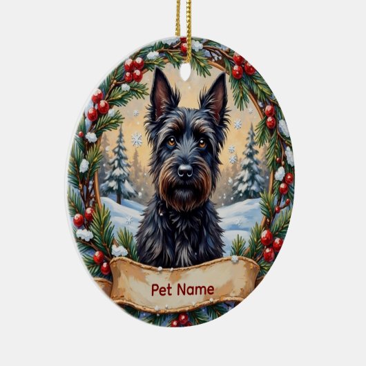 Personalized Scottish Terrier Christmas Keramisch Ornament (Rechts)