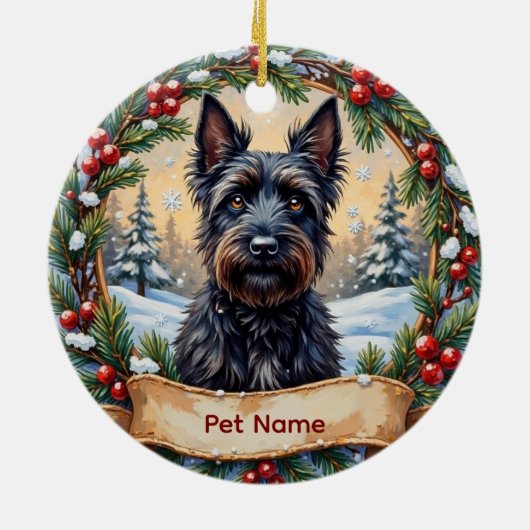 Personalized Scottish Terrier Christmas Keramisch Ornament (Achterkant)