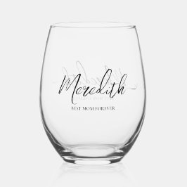 Personalized  Script  best mom ever monogram Wijnglas Zonder Voet