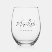 Personalized Script best mom ever monogram Wijnglas Zonder Voet (Achterkant)