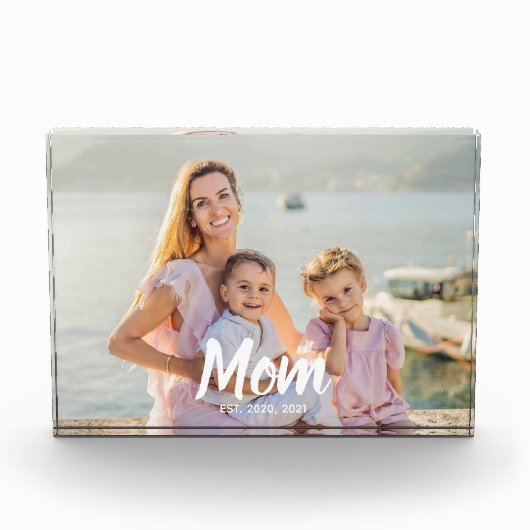 Personalized Script Mom Established Photo Keepsake Fotoblokken (Voorkant)