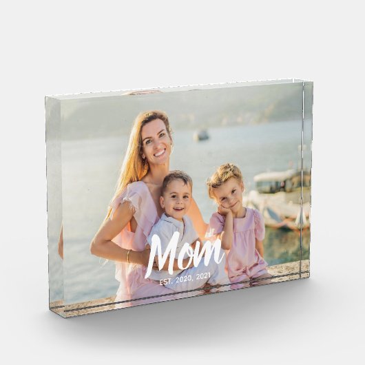 Personalized Script Mom Established Photo Keepsake Fotoblokken (Links)
