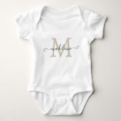Personalized Script Name Monogram Beige Romper (Voorkant)