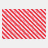 Personalized Script Name Red Pink Candy Stripe Inpakpapier Vel (Voorkant 2)
