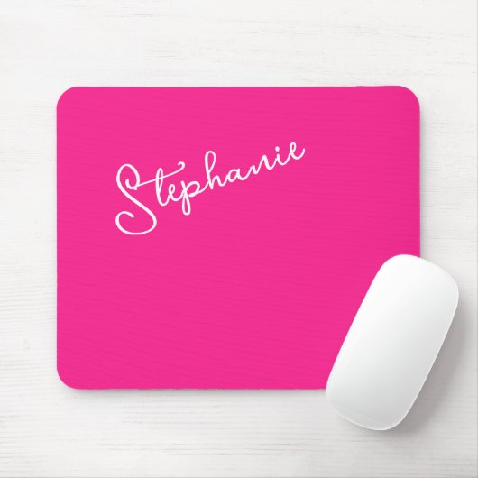 Personalized Script Name Stylish Bright Hot Pink  Muismat (Met muis)