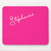 Personalized Script Name Stylish Bright Hot Pink  Muismat (Voorkant)