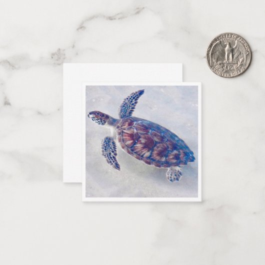 Personalized Sea turtle mini notecards Notitiekaartje (Voorkant / Achterkant in situ)